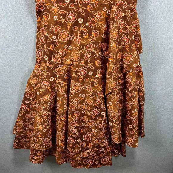 J. Crew Collection Cross Back Ruffle Hem Midi Dress Pecan Vintage Vines 10 NWT! - Picture 7 of 16